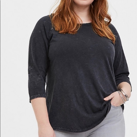 Torrid classic mineral wash black crew top NWOT - Picture 1 of 6
